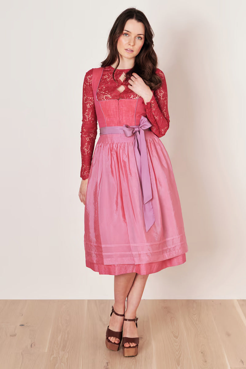 Kruger Midi Dirndl 2pcs. 70cm "Amandine" red