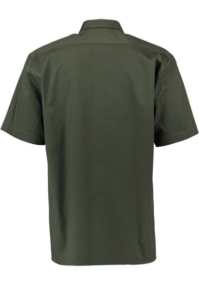 OS Trachten Men's Short-Sleeve Jagd Shirt — Solid Forest Green