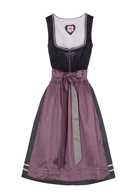 Spieth & Wensky Long Dirndl 2pcs. 70cm "Beatrice" grey/purple (50)