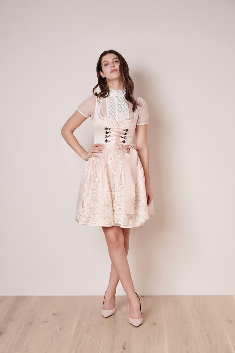 Kruger Mini Dirndl 2pcs. 50cm "Junie" pink (32,38,40)
