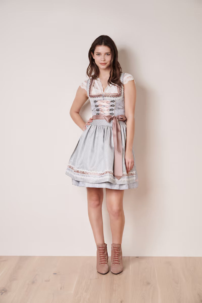 Kruger Mini Dirndl 2pcs. 50cm "Anella" gray (38,40)