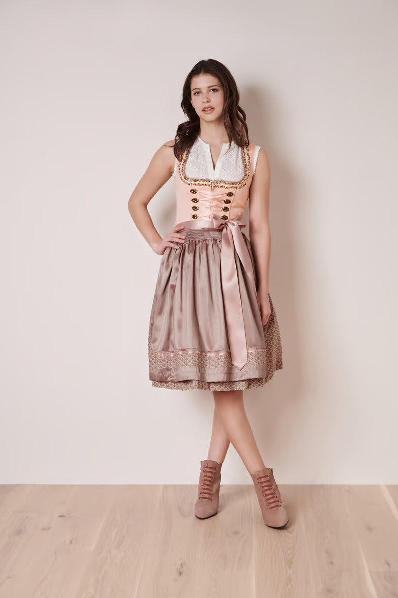 Kruger Midi Dirndl 2pcs. 60cm "Leonita" Pink (size 38)