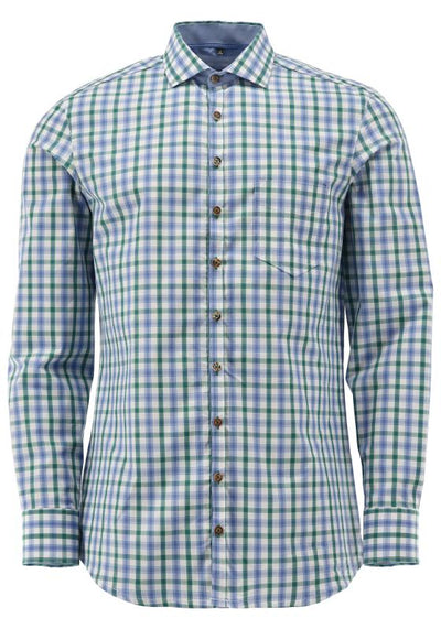 Gipfelstürmer Men Long Sleeve Slim Fit Shirt "Oswald" blue/green