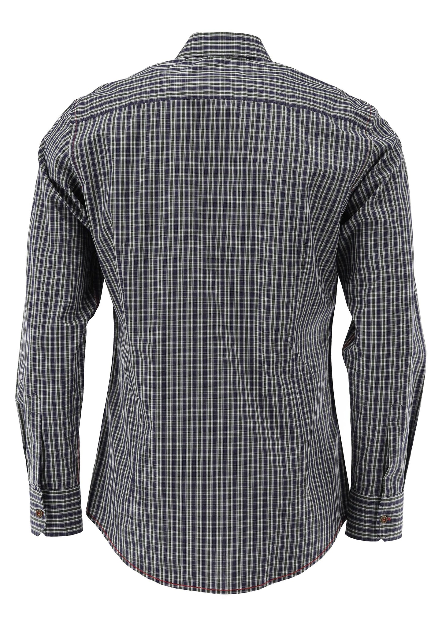 OS Trachten Men's Long Sleeve Slim Fit Shirt "Wald" blue