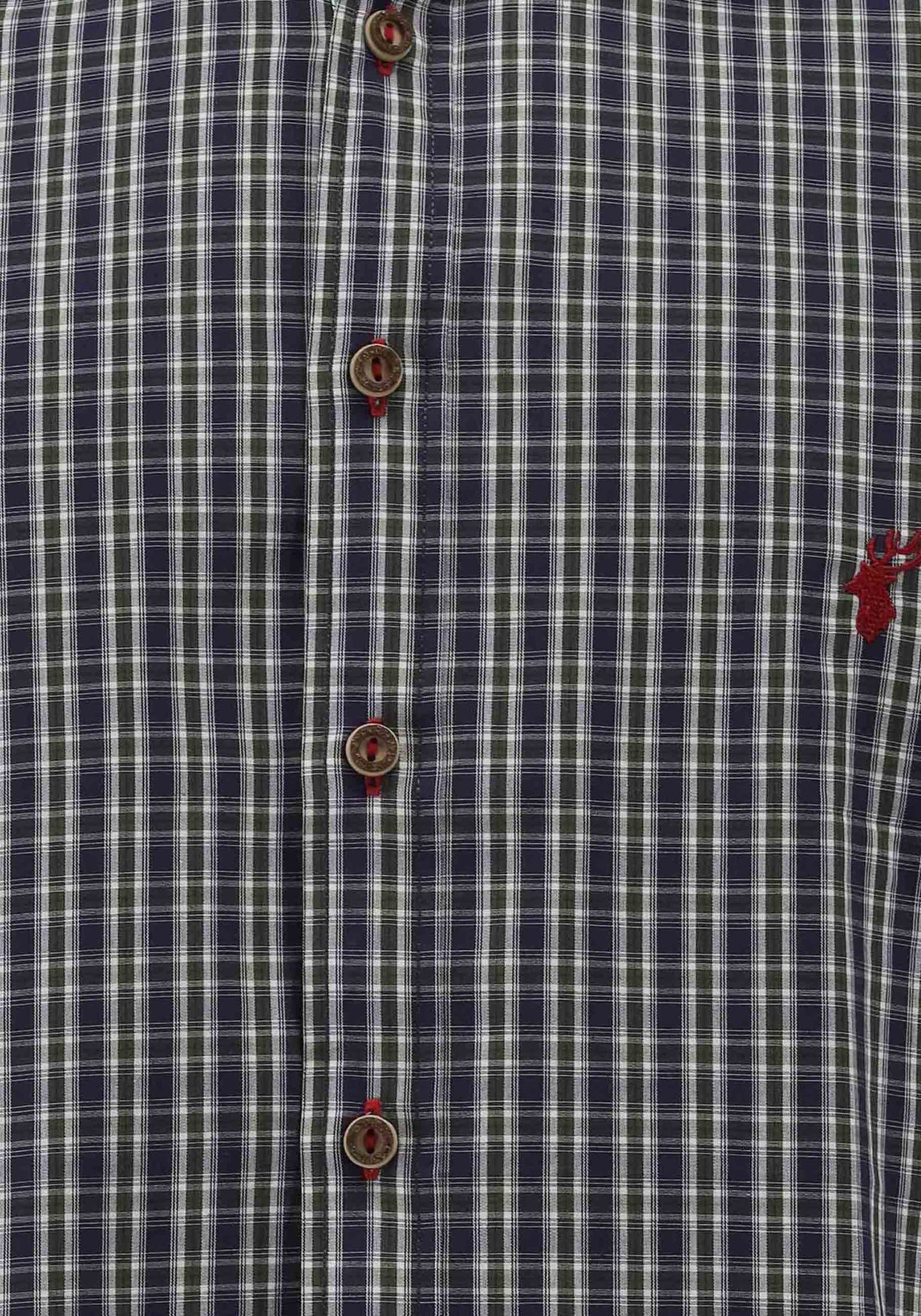 OS Trachten Men's Long Sleeve Slim Fit Shirt "Wald" blue
