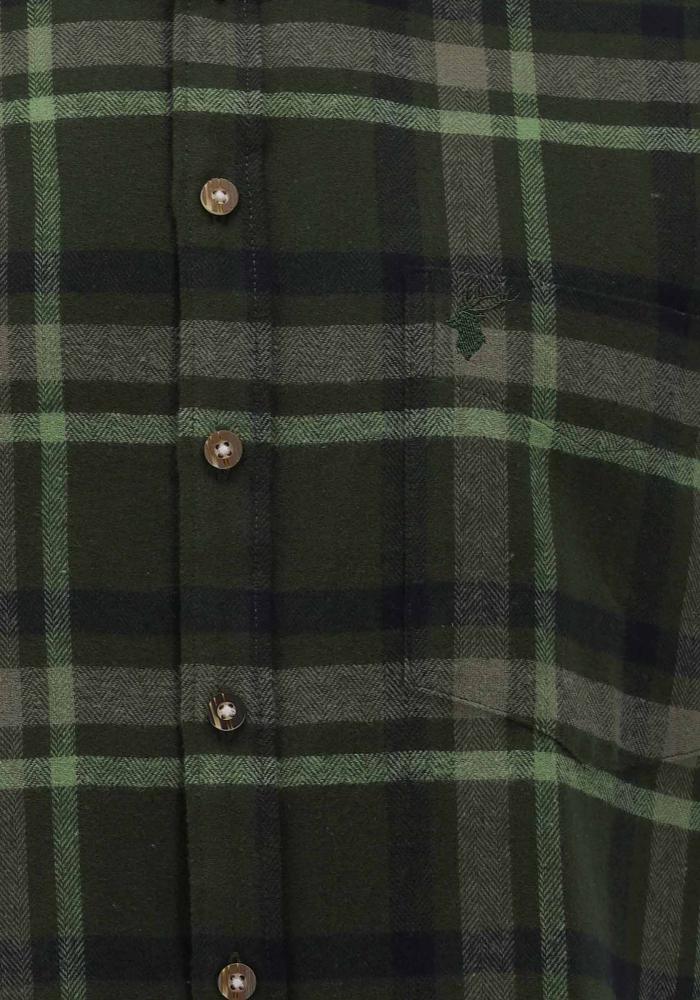 OS Trachten Men's Long-Sleeve Flannel Jagd Shirt — Forest Check