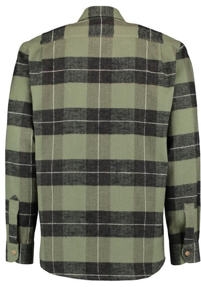 OS Trachten Men's Long-Sleeve Flannel Shirt — Sage & Black Bold Check