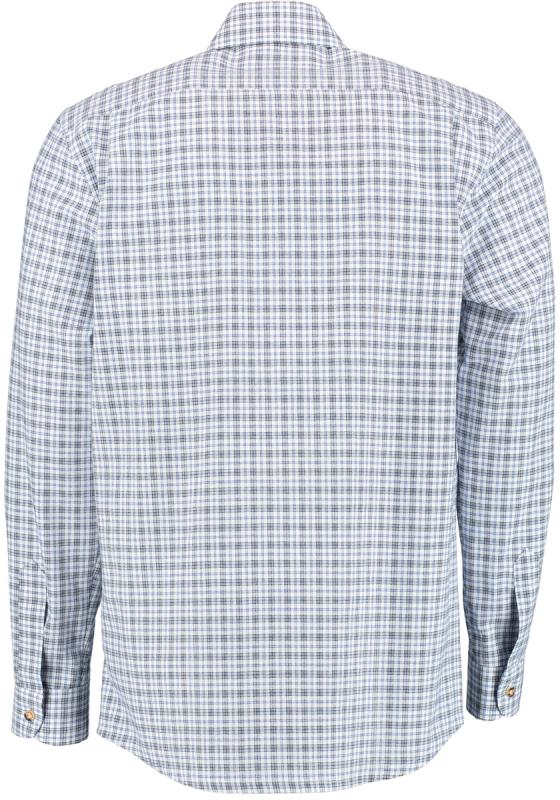 OS Trachten Men's Check Shirt "Jesse" Shark Collar, Blue