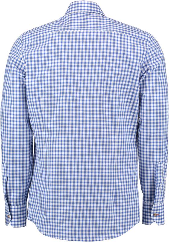 OS Trachten Men's Long Sleeve Slim Fit Shirt "Kurtis" blue
