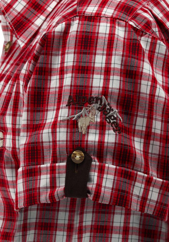 OS Trachten Men's 1/2 Sleeve Regular Fit Shirt "Bruce" red