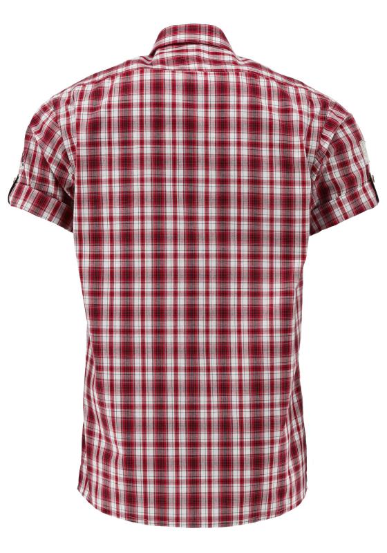 OS Trachten Men's 1/2 Sleeve Regular Fit Shirt "Bruce" red