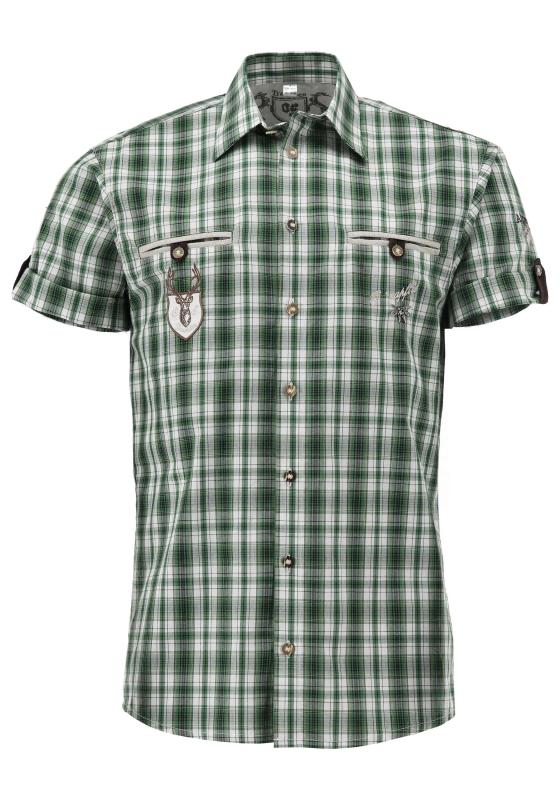 OS Trachten Men's 1/2 Sleeve Regular Fit Shirt "Bruce" green