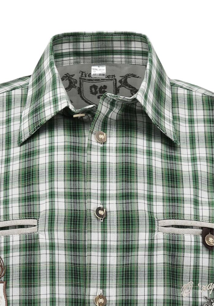 OS Trachten Men's 1/2 Sleeve Regular Fit Shirt "Bruce" green