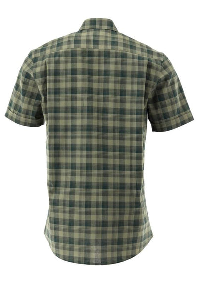 OS Trachten Men's Short-Sleeve Jagd Shirt — Sage & Forest Check