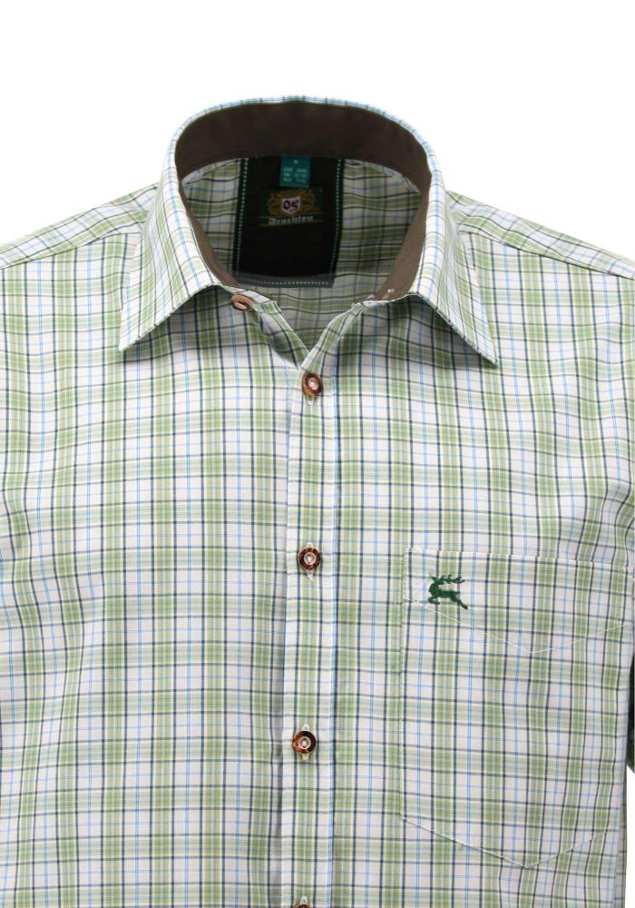 OS Trachten Men's 1/2 Slim Fit Shirt "Bergwiese" olive