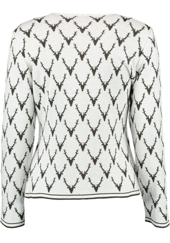 OS Trachten Women's Cardigan — Antler Knit - white/green