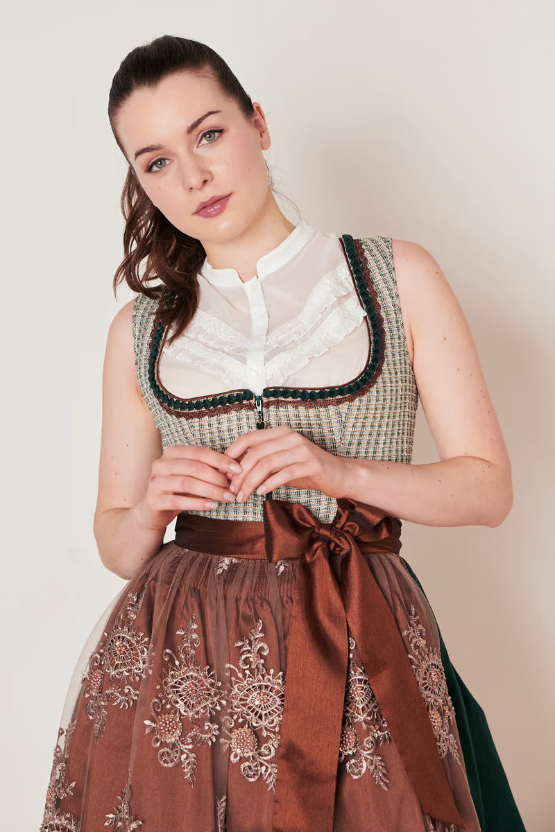 Kruger Midi Dirndl 2pcs. 60 cm "ASTERIA" green (low stock)