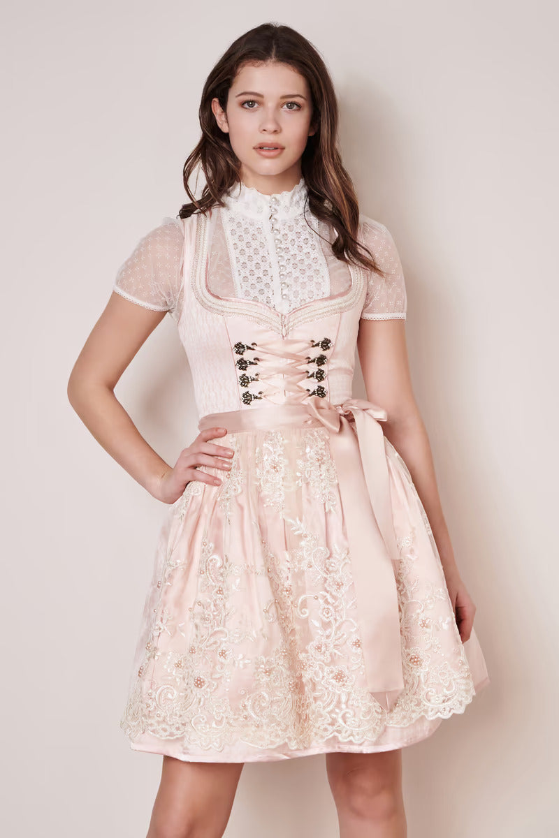Kruger Mini Dirndl 2pcs. 50cm "Junie" pink (32,38,40)