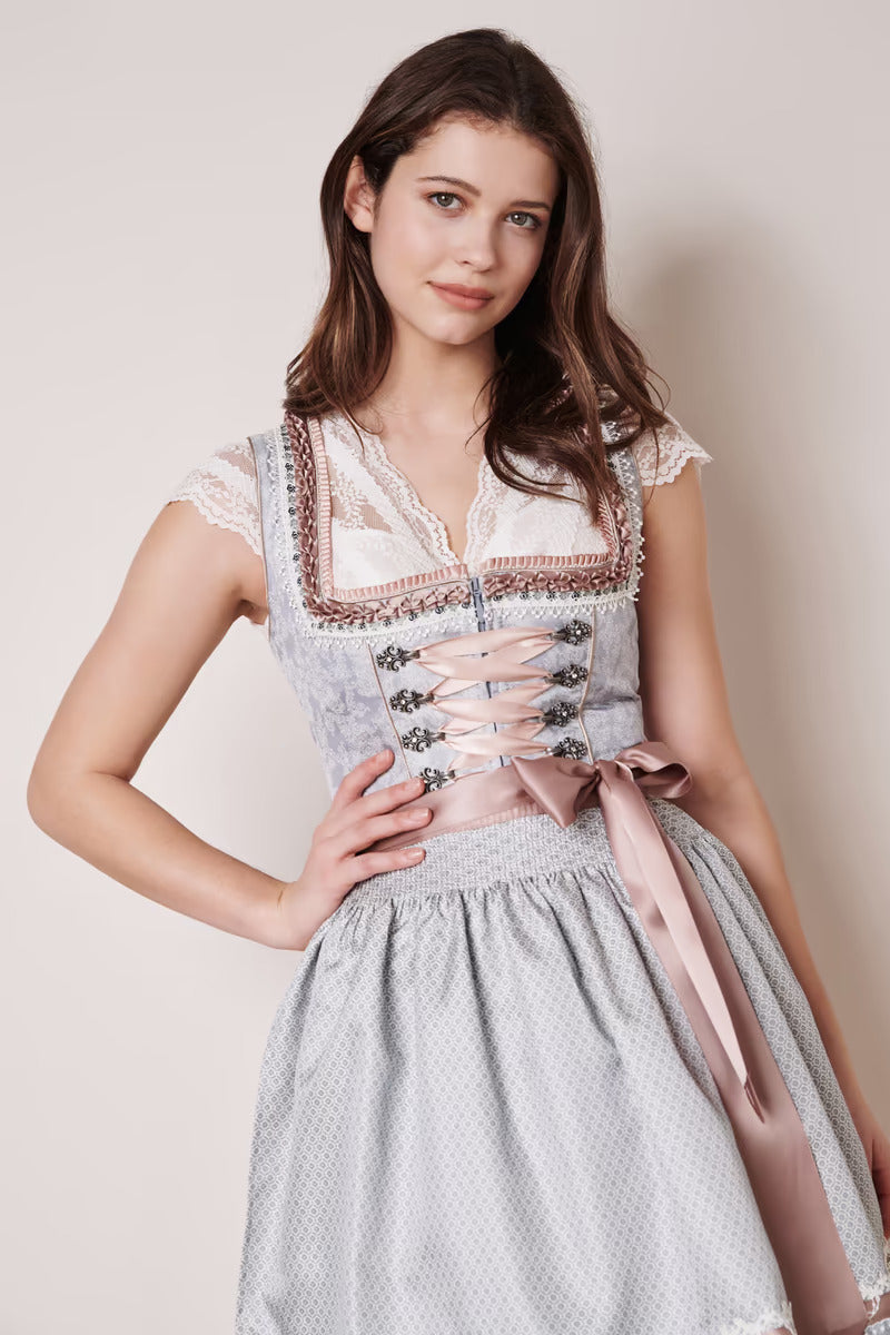 Kruger Mini Dirndl 2pcs. 50cm "Anella" gray (38,40)