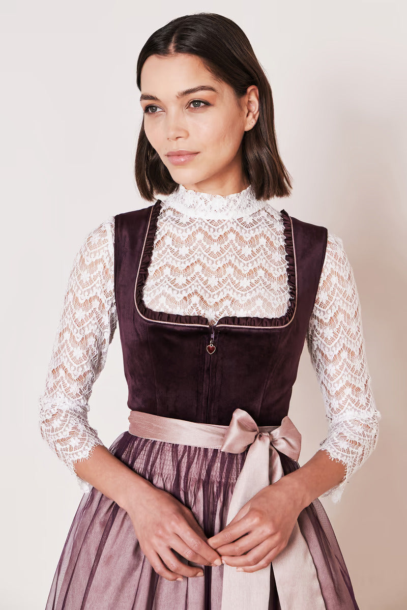 Kruger Midi Dirndl 2pcs. 60cm "Joelina" berry