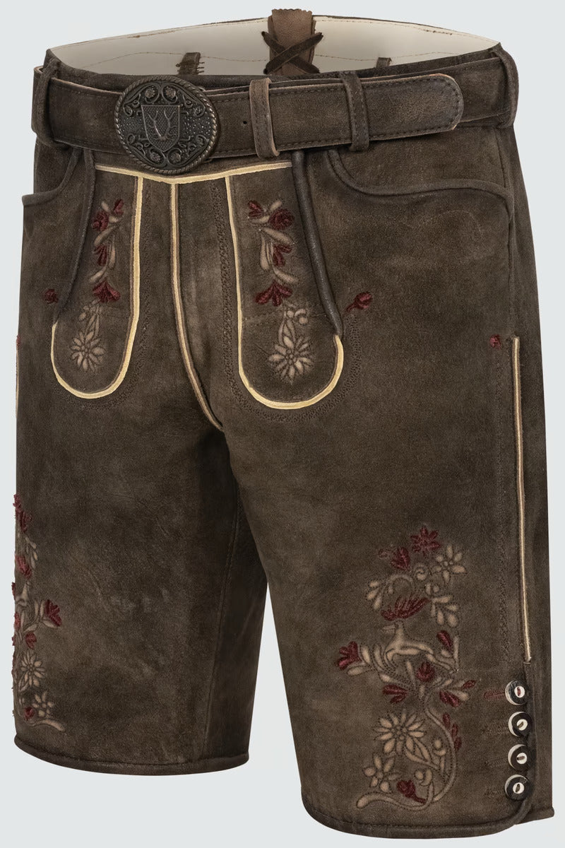 Kruger Men's Lederhosen "Olivier" with belt (brown) low stock