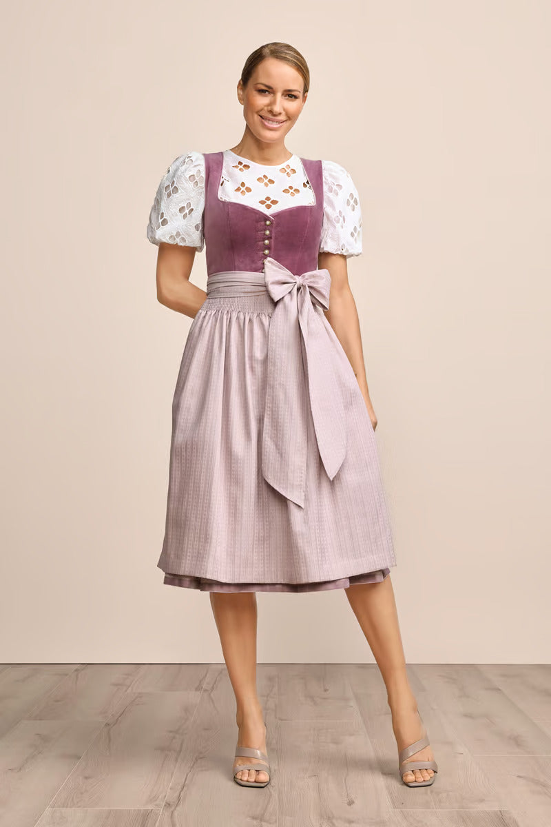 Long Dirndl 2pcs. 70cm "Dinah" purple (Sizes 40,42)