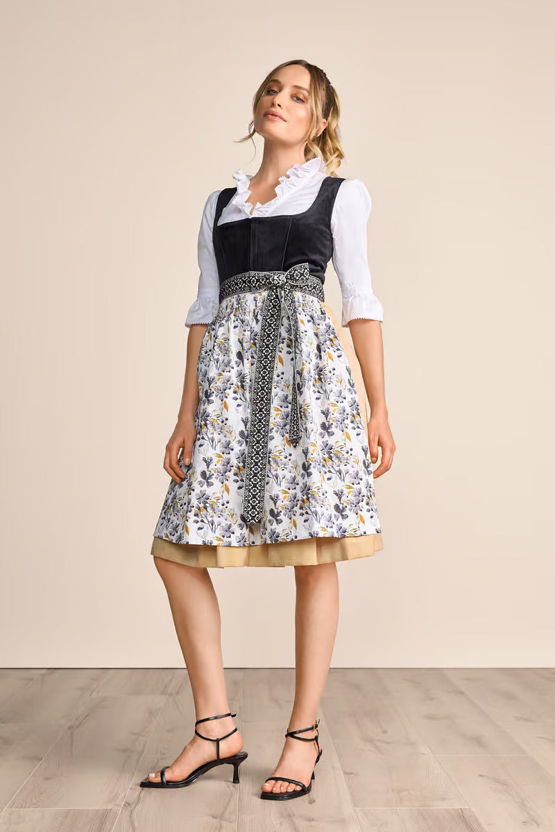 Kruger Midi Dirndl 2pcs. 60cm "Lona" black (36,38,44,46) closeout