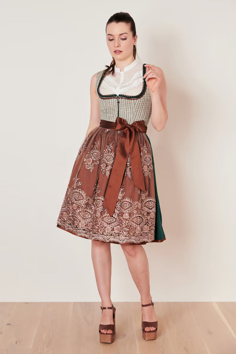 Kruger Midi Dirndl 2pcs. 60 cm "ASTERIA" green (low stock)