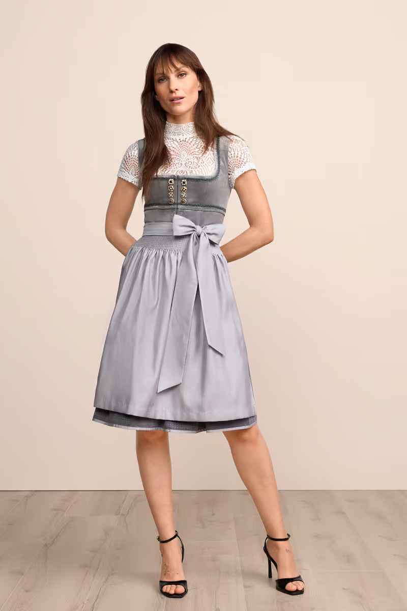 (new) Kruger Midi Dirndl 2pcs. 60cm "Milda" gray