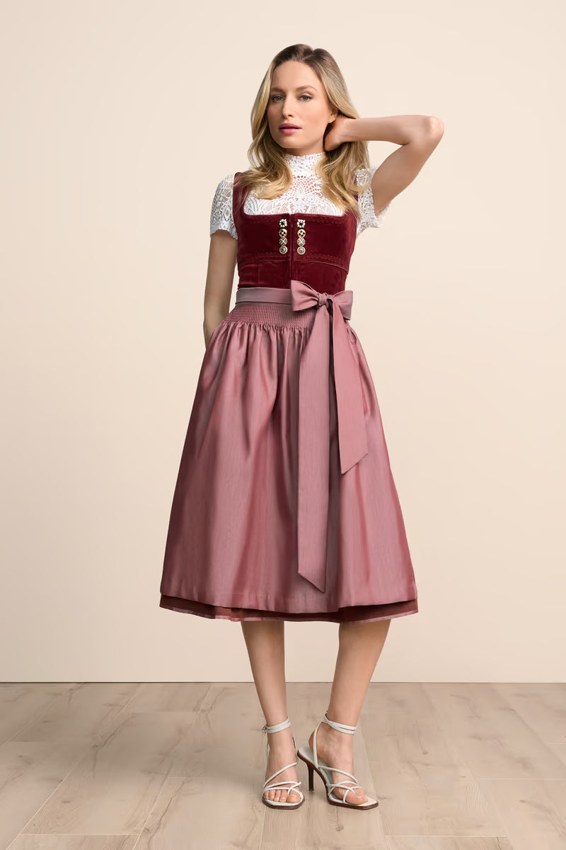 Kruger Long Dirndl 2pcs. 70cm "Milda" red (size 40)