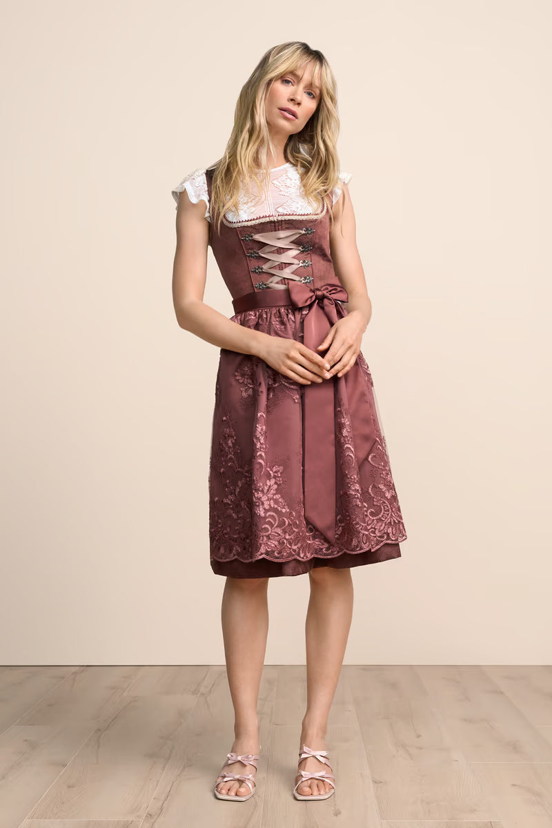 Kruger Midi Dirndl 2pcs. 60cm "Nevaeh" red