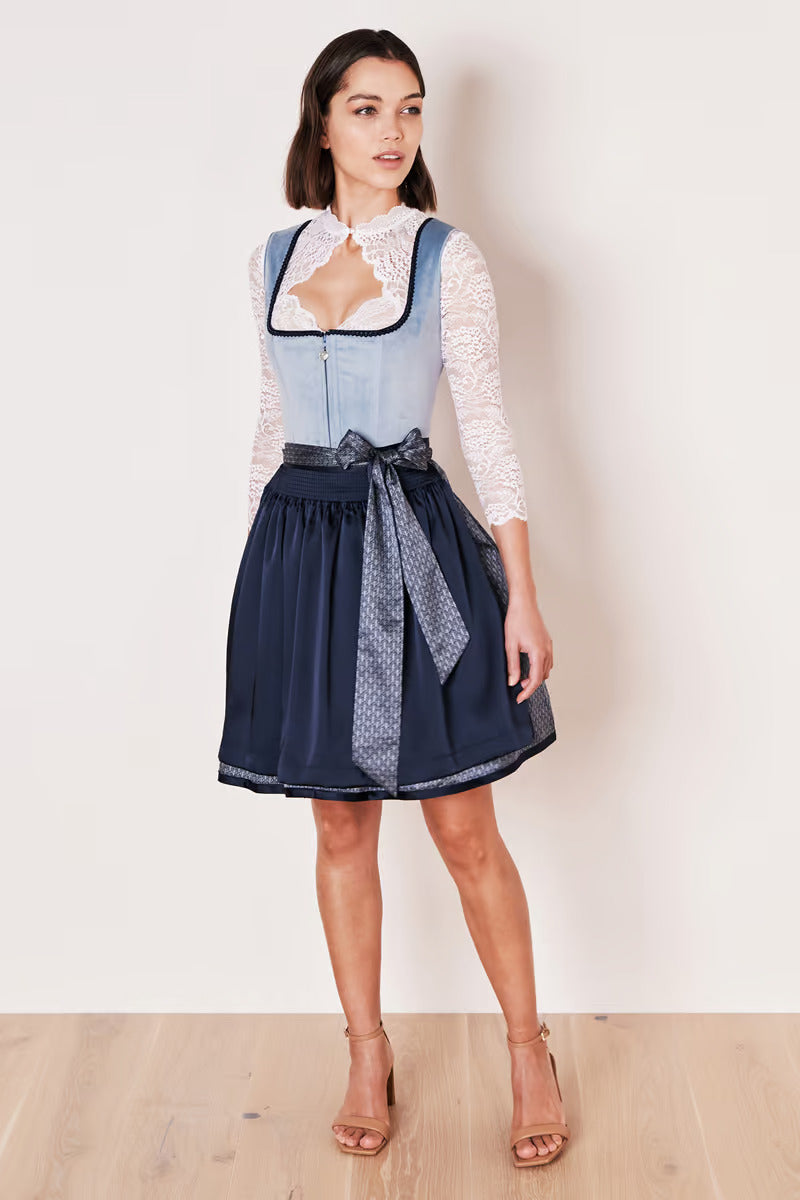 Kruger Mini Dirndl 2pcs. 50cm "Dena" blue (size 44)