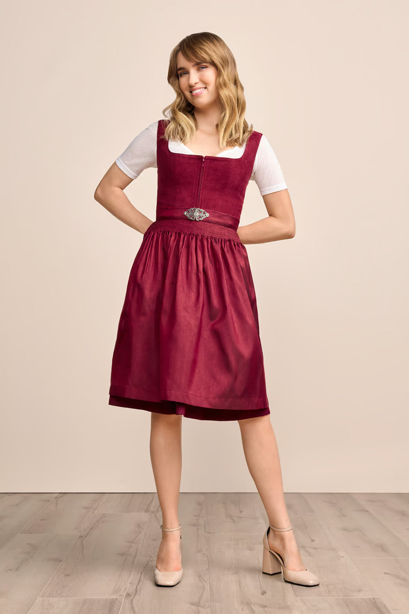 Kruger Midi Dirndl 2pcs. 60cm "Evi" red (size 34)