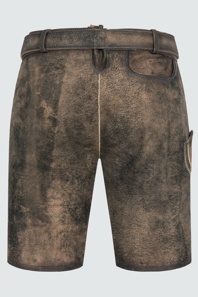 Kruger Men's Lederhosen "Arijus" with belt - Brown