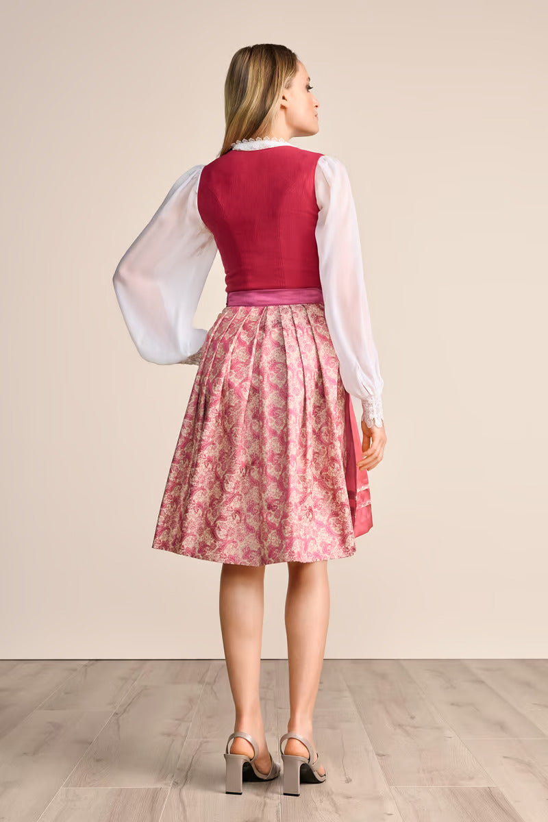 Kruger Midi Dirndl 2pcs. 60cm "Flaminia" red (closeout)