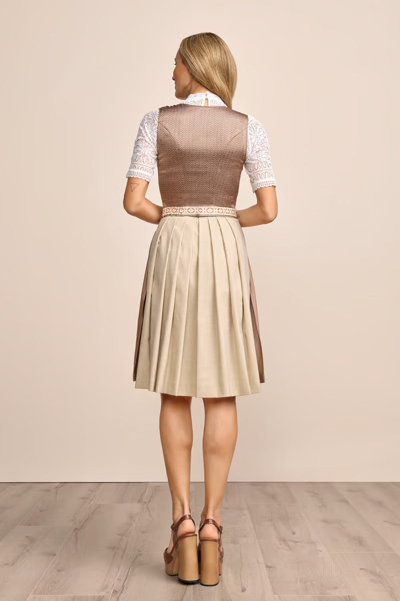 Kruger Midi Dirndl 2pcs. 60cm "Irabelle" brown (size 38)