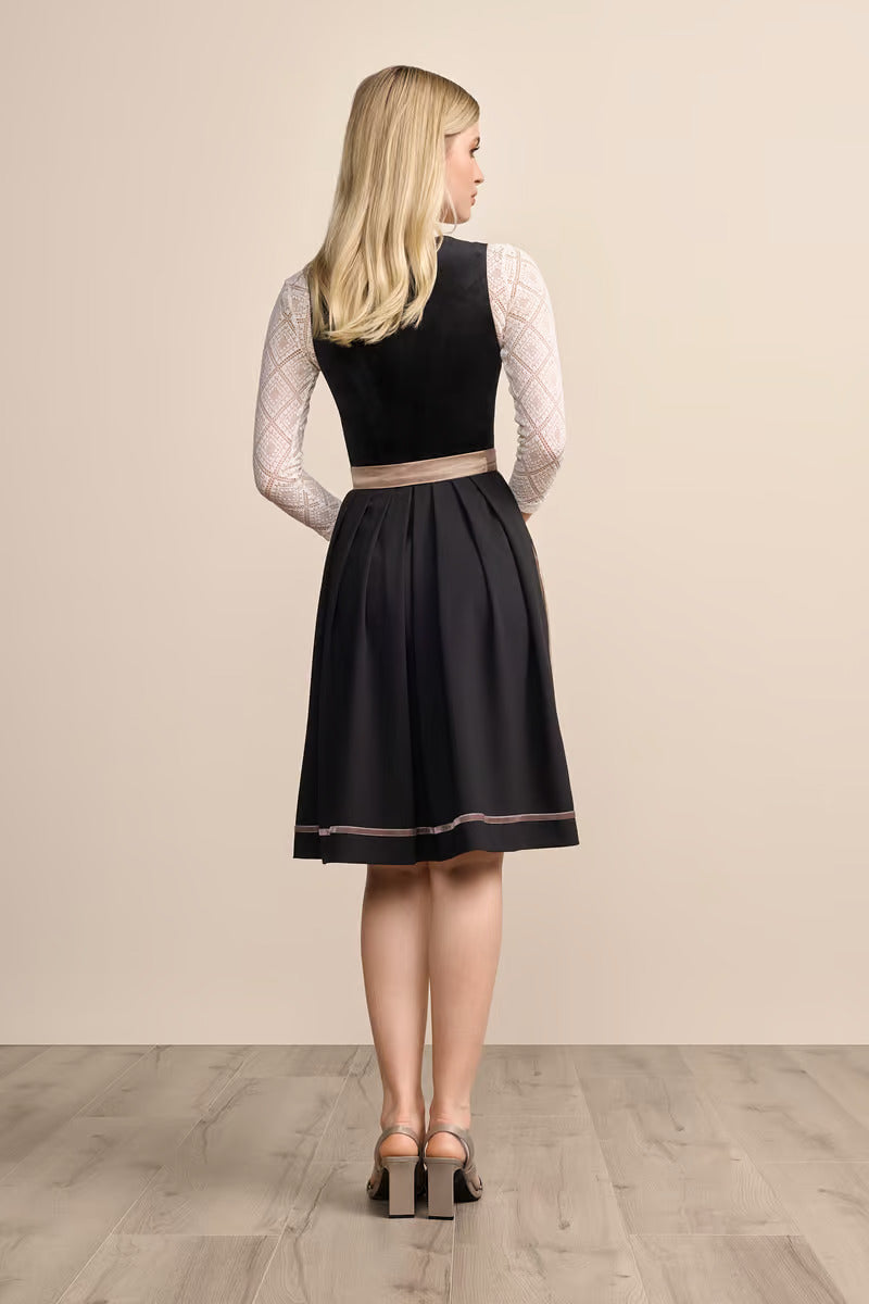 Kruger Midi Dirndl 2pcs. 60cm "Suzanne" black