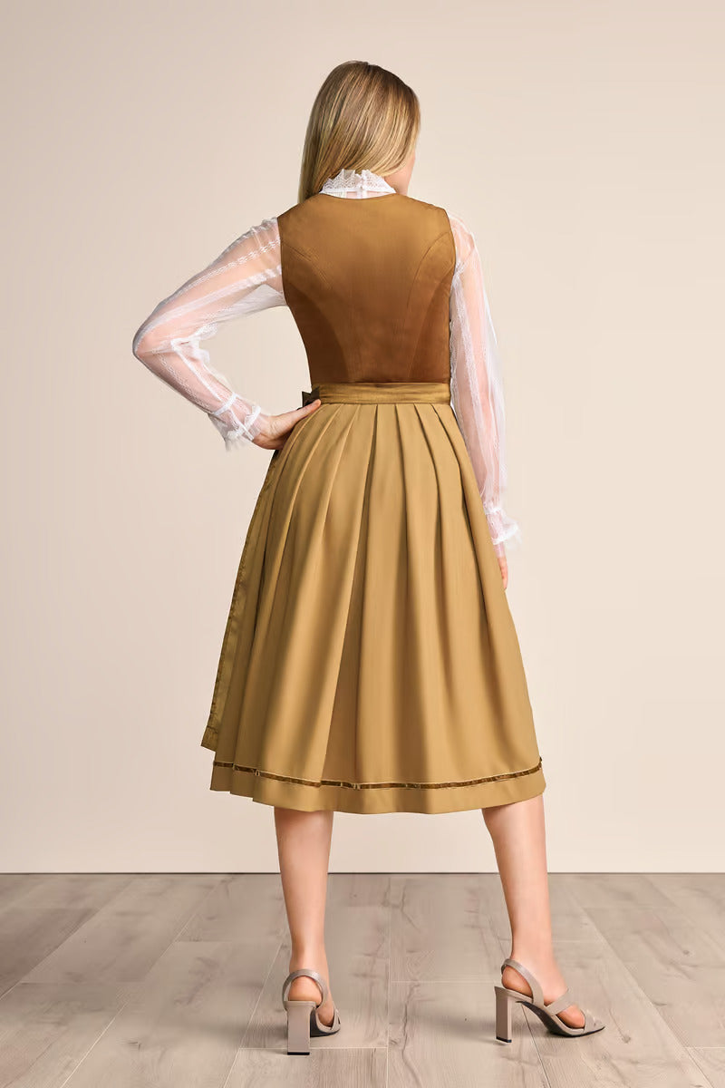 Kruger Long Dirndl 2pcs. 70cm "Suzanne" brown (closeout)