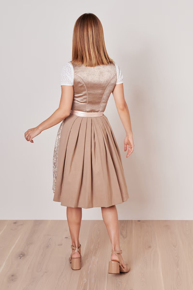 Kruger Midi Dirndl 2pcs. 60cm "Koko" beige
