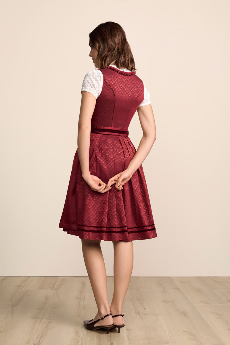 Kruger Brigitta Midi Dirndl, Red — 60cm 2pc Set