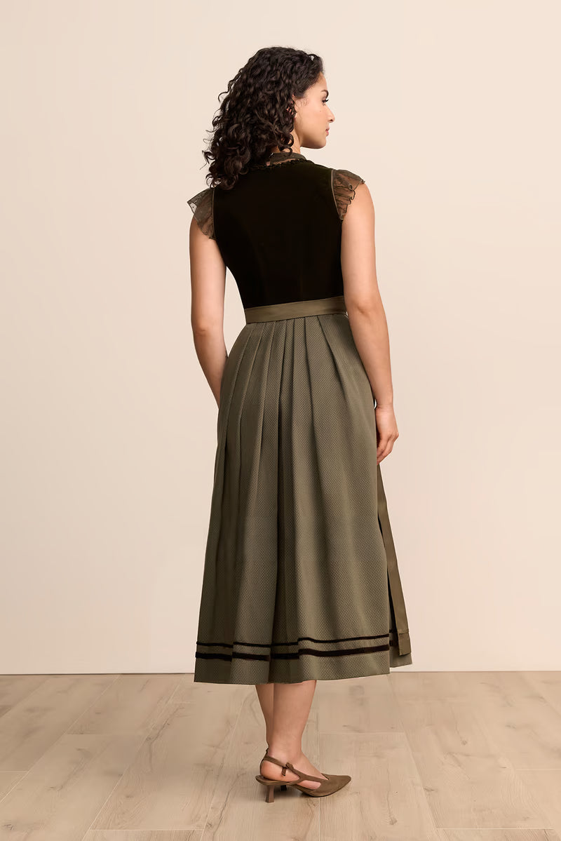 Krüger 'Zephyrae' Velvet Dirndl, Olive — 80cm
