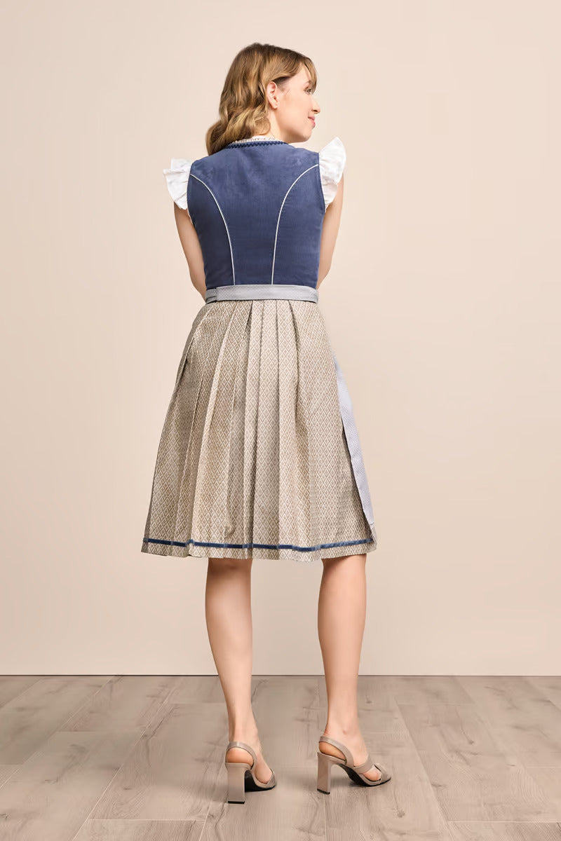 Kruger Midi Dirndl 2pcs. 60cm "Aleika" blue (34)
