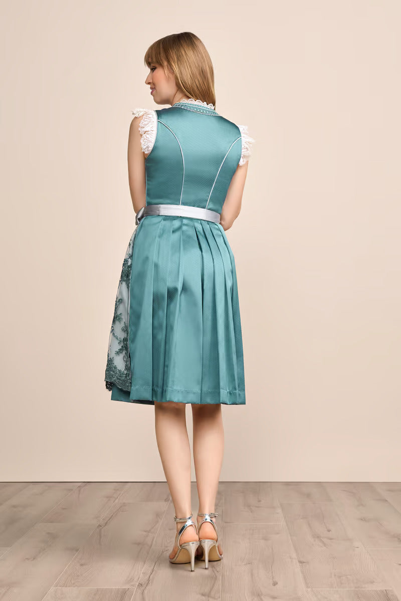 Kruger Midi Dirndl 2pcs. 60cm "Inana" turquoise (size 46)