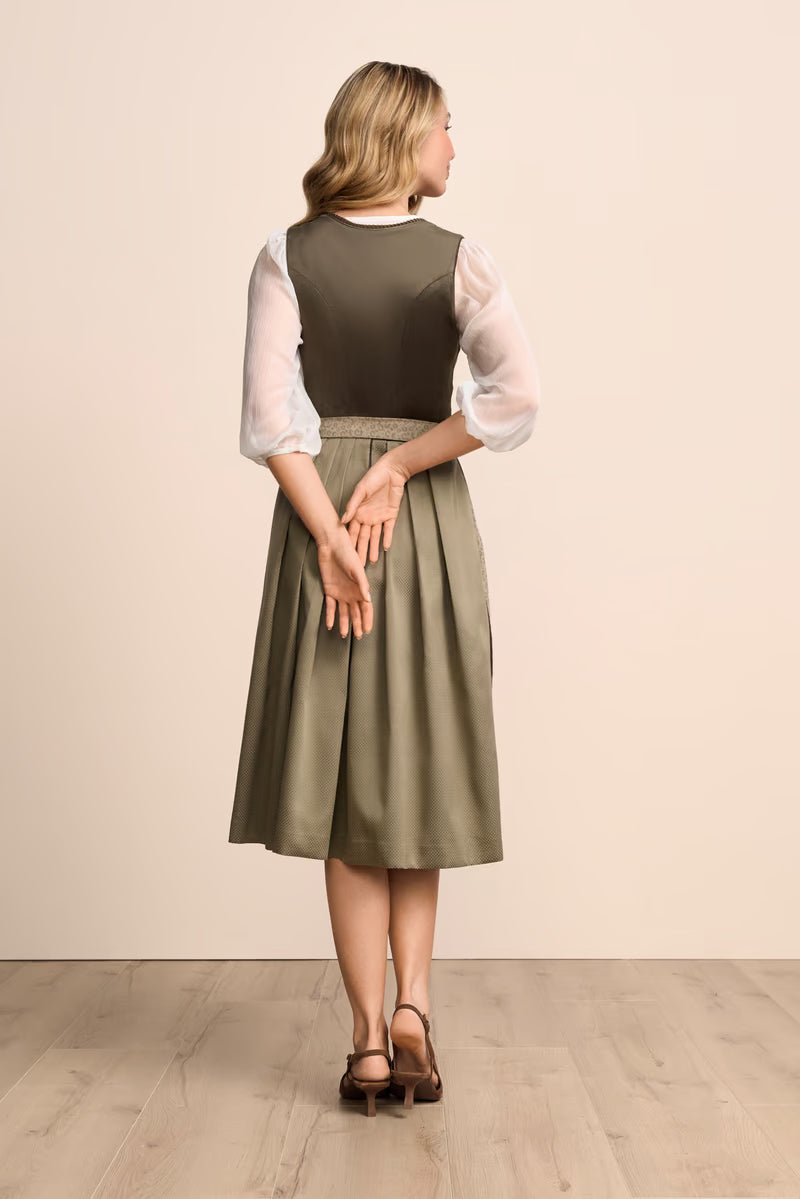 Krüger Lindsay Long Dirndl, Olive — 70cm 2pc Set