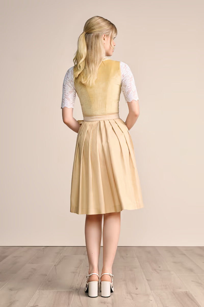 Kruger Midi Dirndl 2pcs. 60cm "Annina" yellow (size 40)