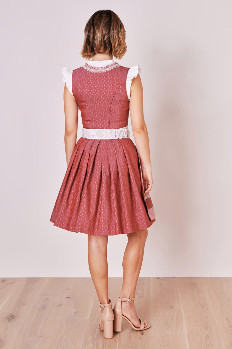 Kruger Mini Dirndl 2pcs. 50cm "Prunella" red (size 34,36)