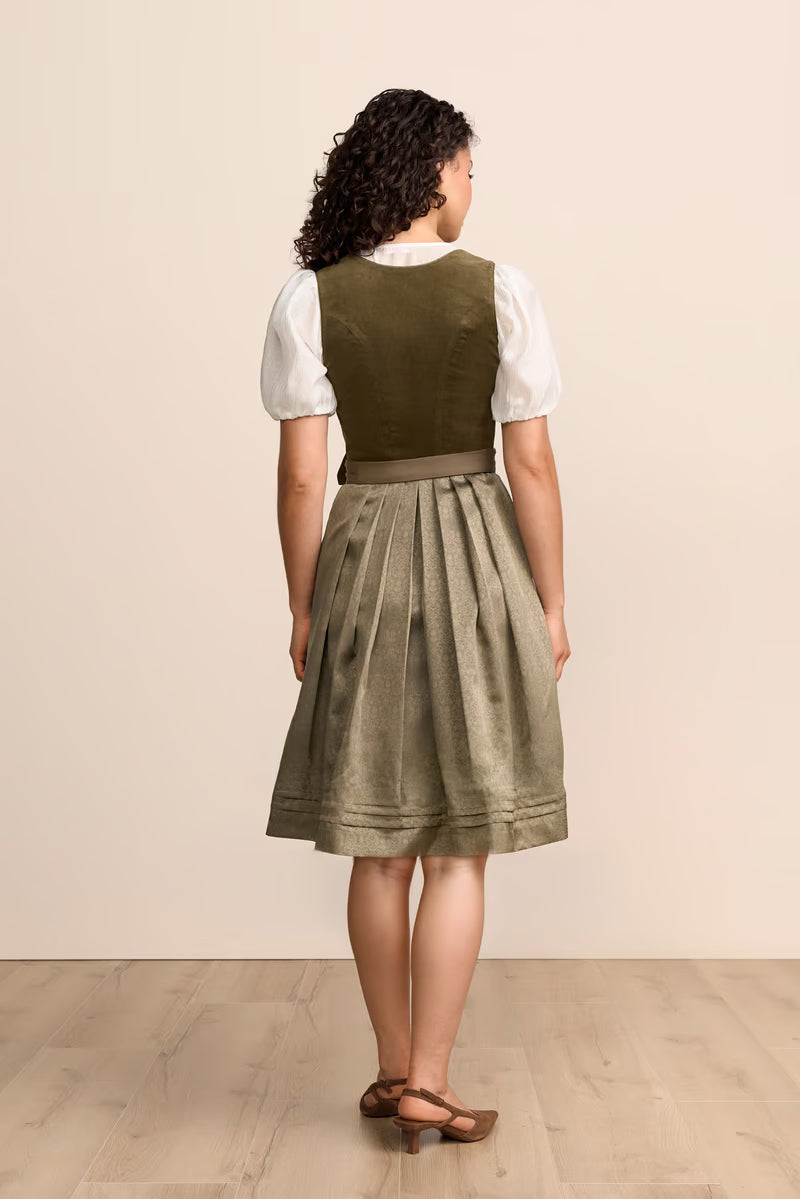 Krüger Solene Midi Dirndl, Olive — 60cm 2pc Set