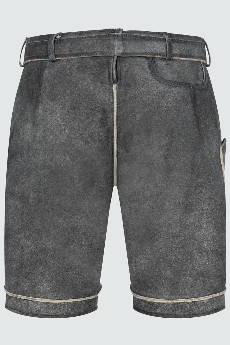 Kruger Men's Lederhosen "Kuno" with belt (anthracite) size 50