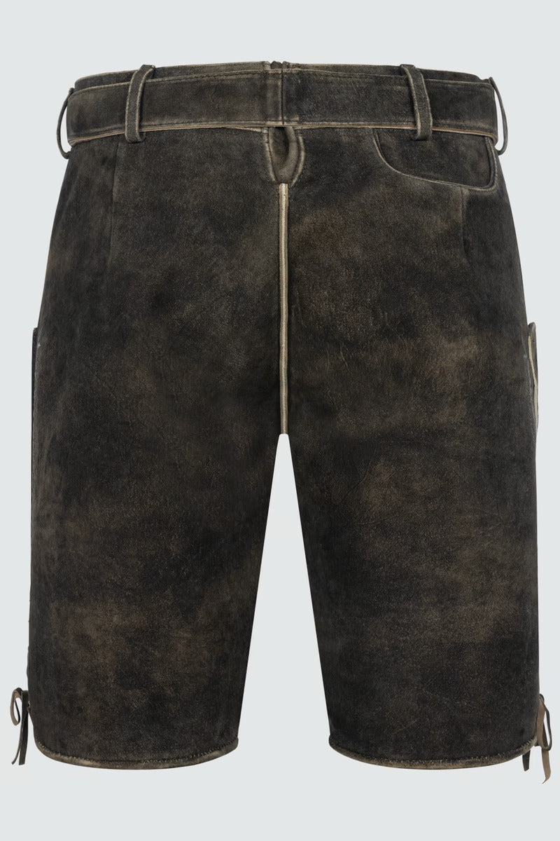 Kruger Men's Lederhosen "Gideon" with belt (dark brown)