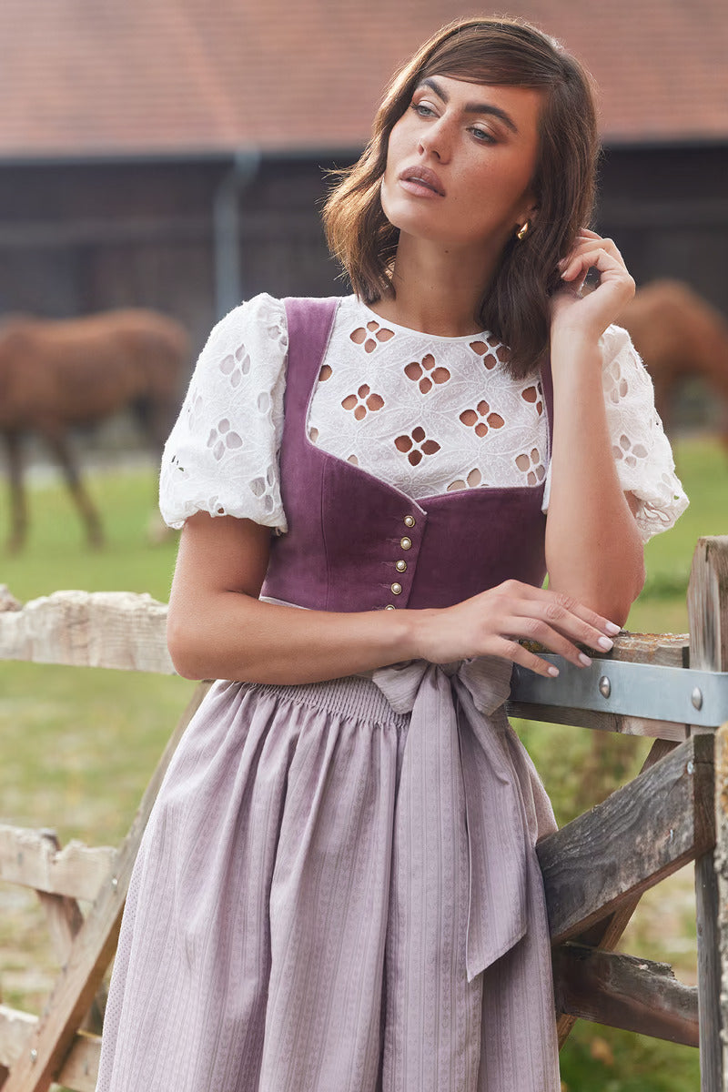 Long Dirndl 2pcs. 70cm "Dinah" purple (Sizes 40,42)